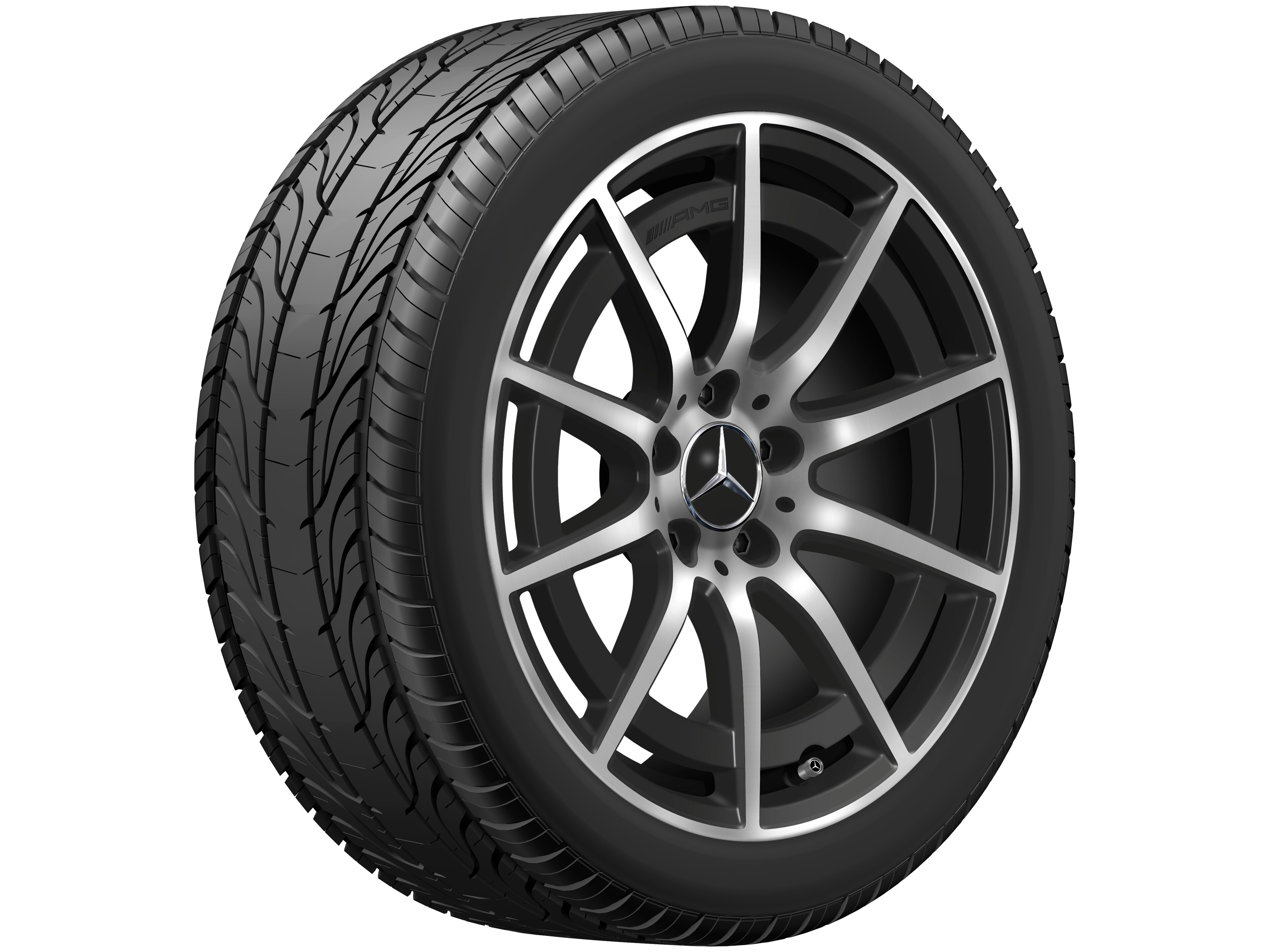 Kolo AMG s 10 paprsky, 45,7 cm (18 palce) - 8,5 J x 18 ET 46, černá matná, soustružené do lesku