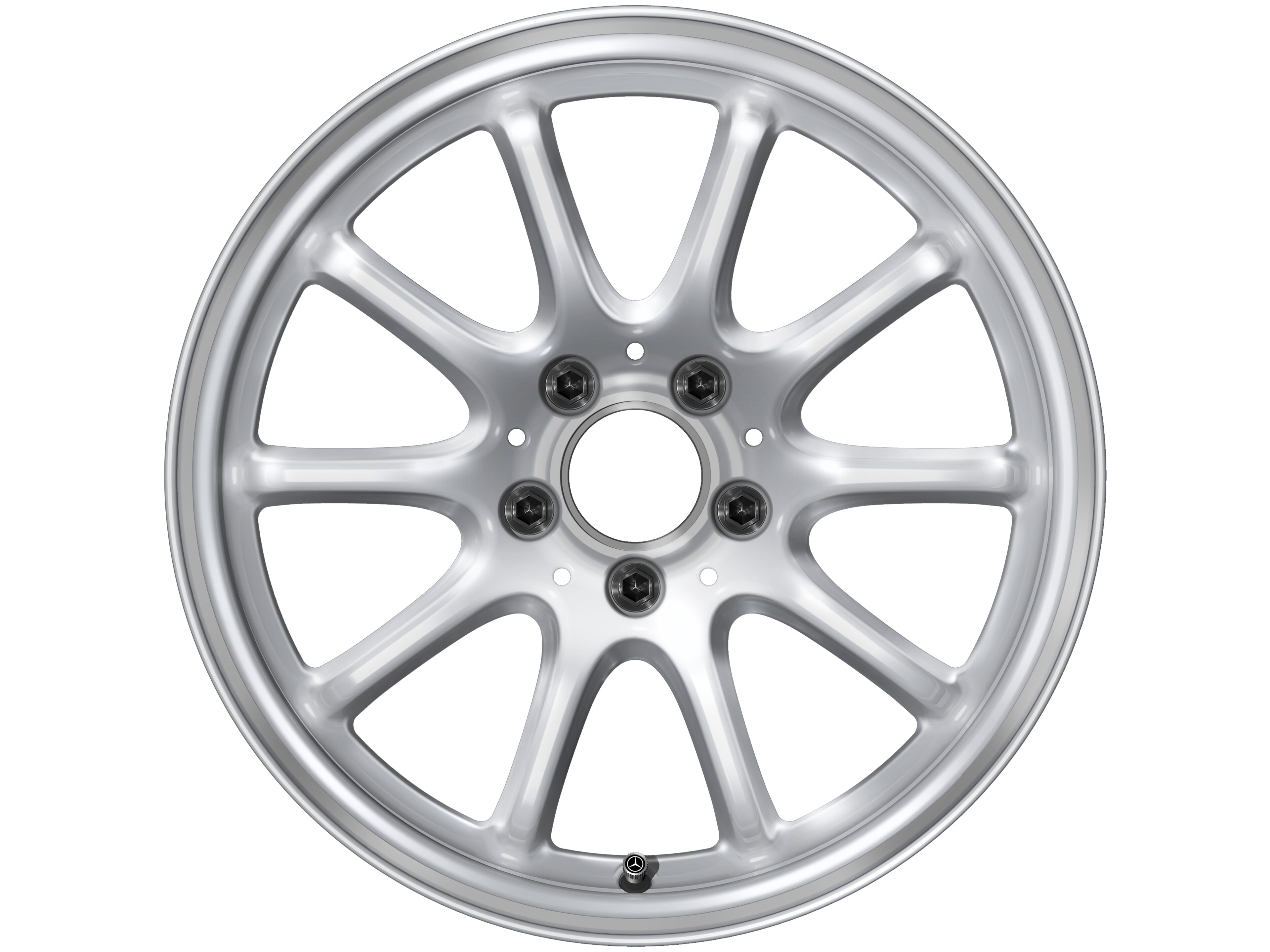 Kolo s 10 paprsky, 43,2 cm (17 palců) - 7,5 J x 17 ET 30, stříbrná vanadium, soustružené do lesku