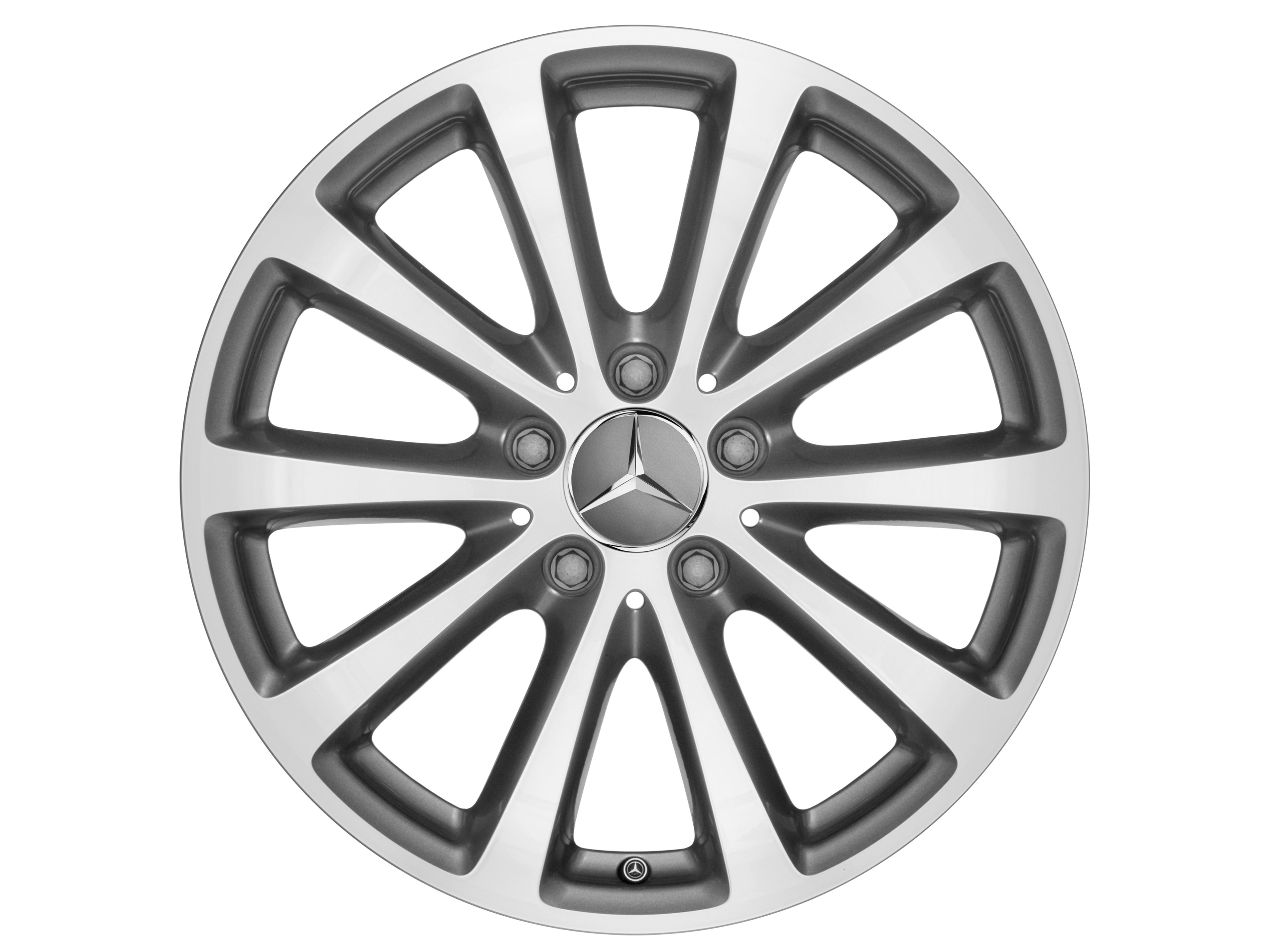 Kolo s 10 paprsky, 43,2 cm (17 palců) - 7,5 J x 17 ET 40, šedá Himalaya, soustružené do lesku