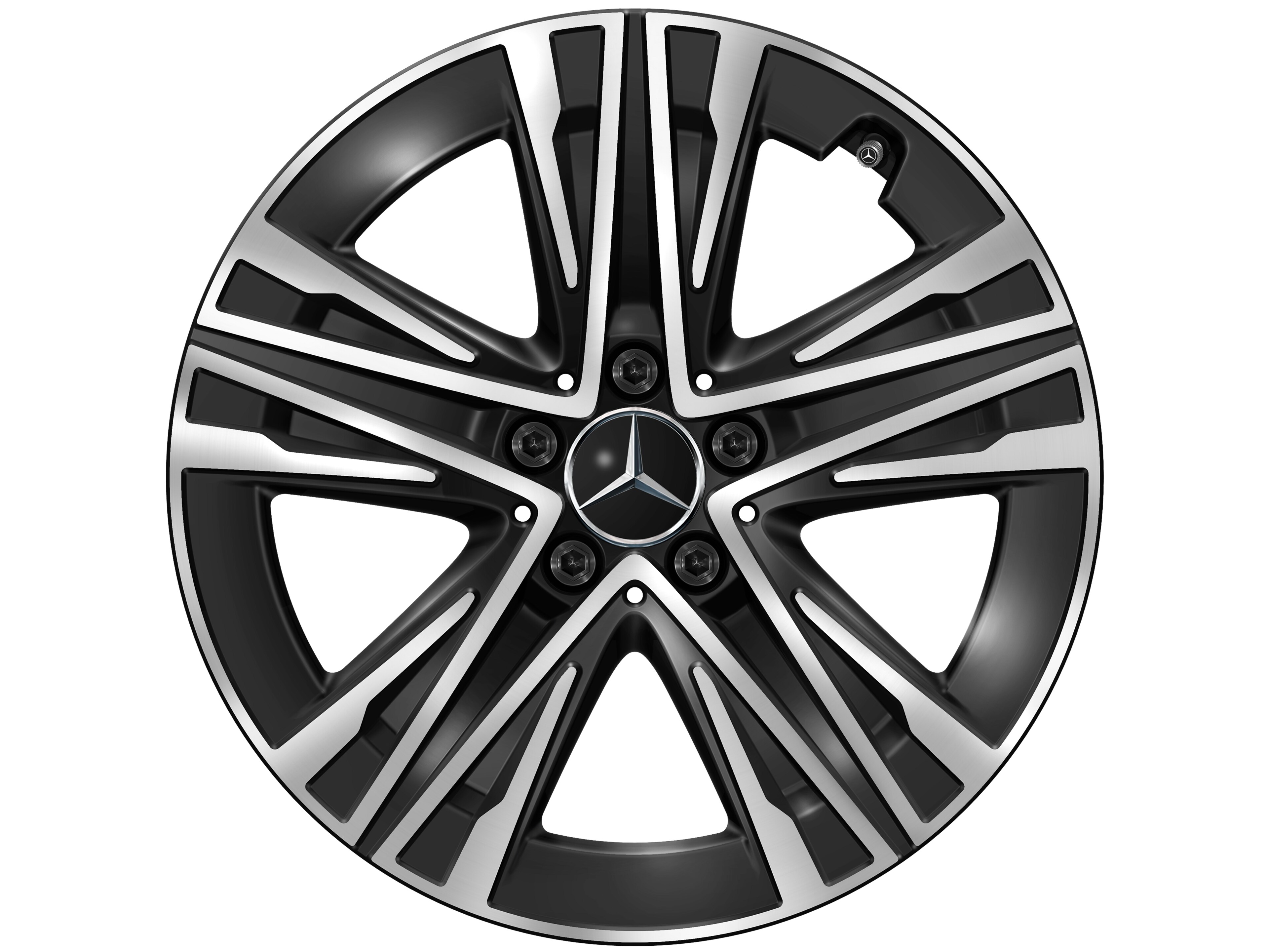 Kolo s 5 paprsky tvaru W, Aero, 45,7 cm (18 palce) - 7,5 J x 18 ET 48,4, černá, soustružené do lesku