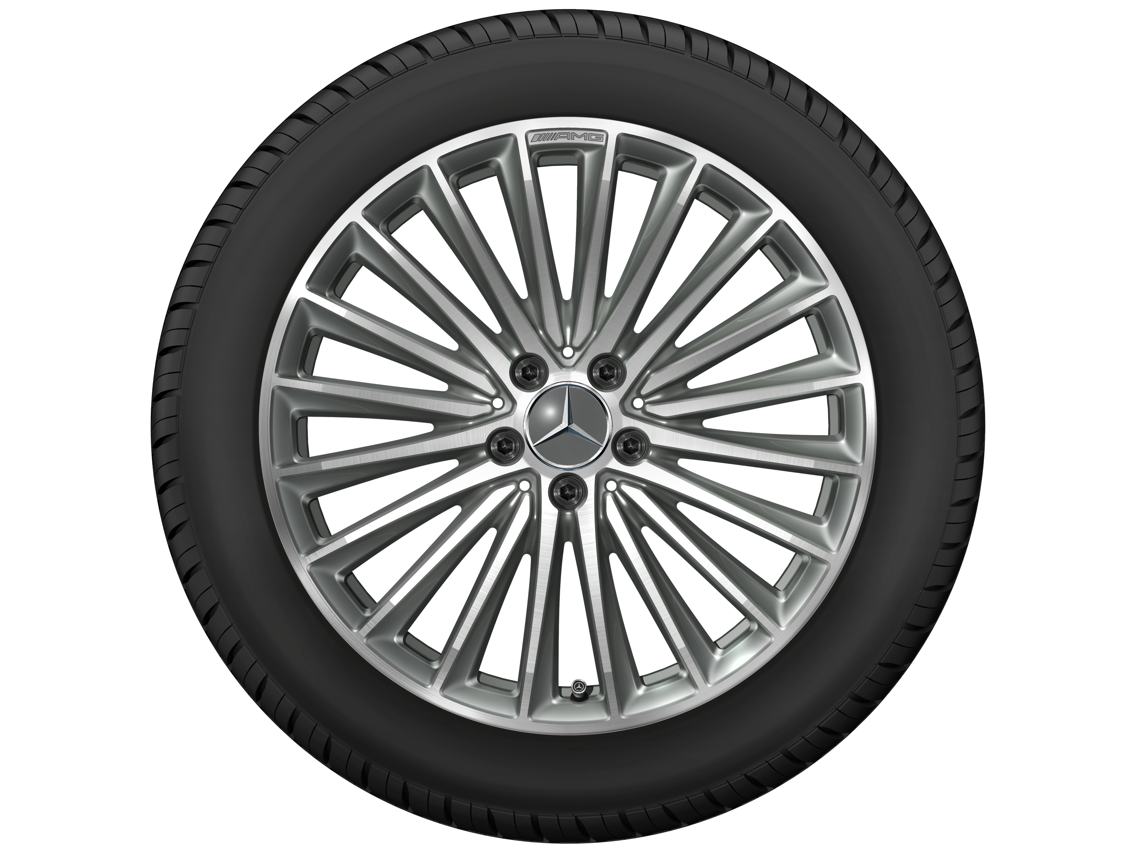 Vícepaprskové kolo AMG, 48,3 cm (19 palců) - 11 J x 19 ET 53,5, šedá titanium, soustružené do lesku