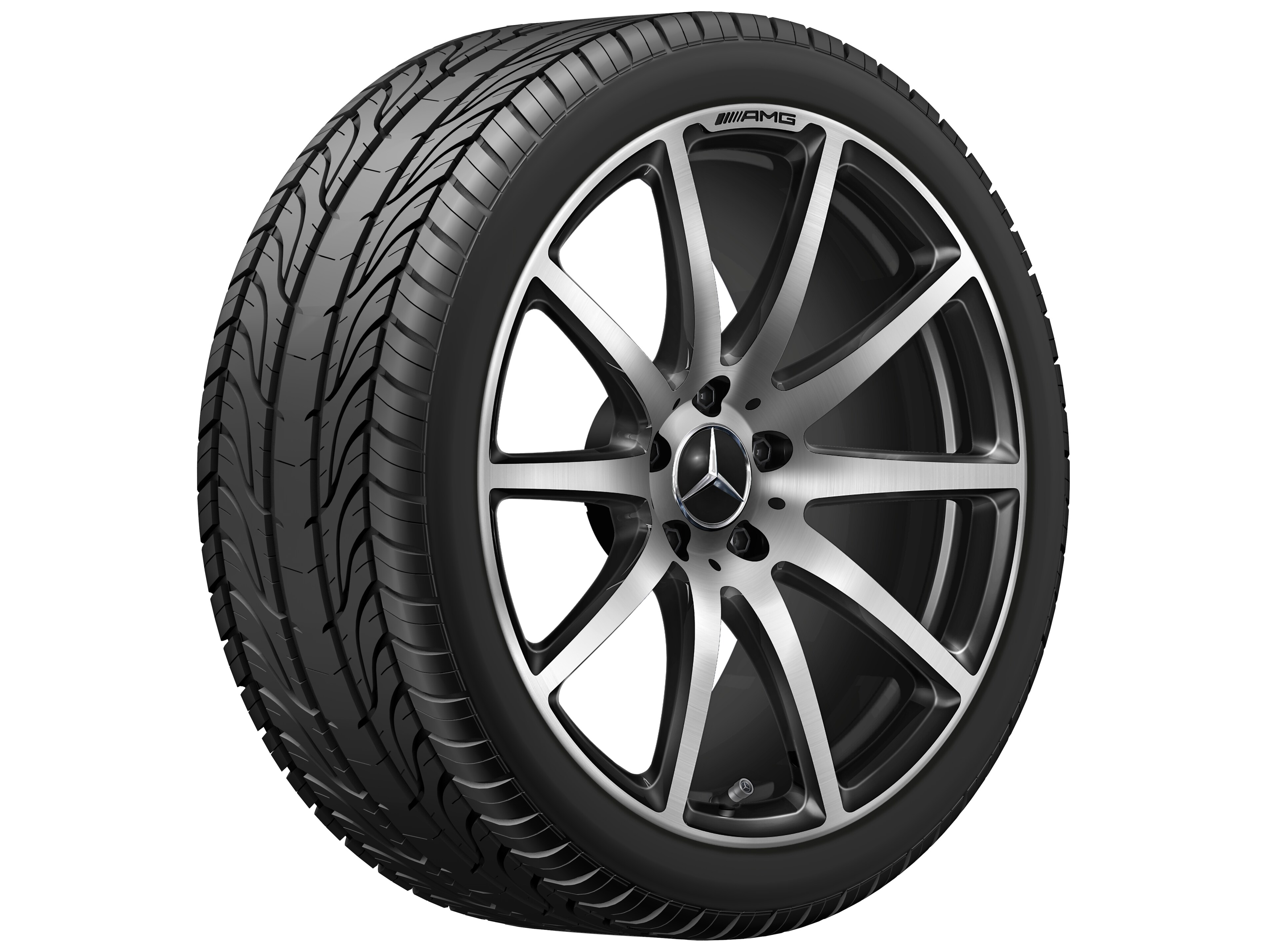 Kované kolo AMG V provedení s 10 paprsky, 48,3 cm (19 palců) - 9 J x 19 ET 27, černá, leštěné