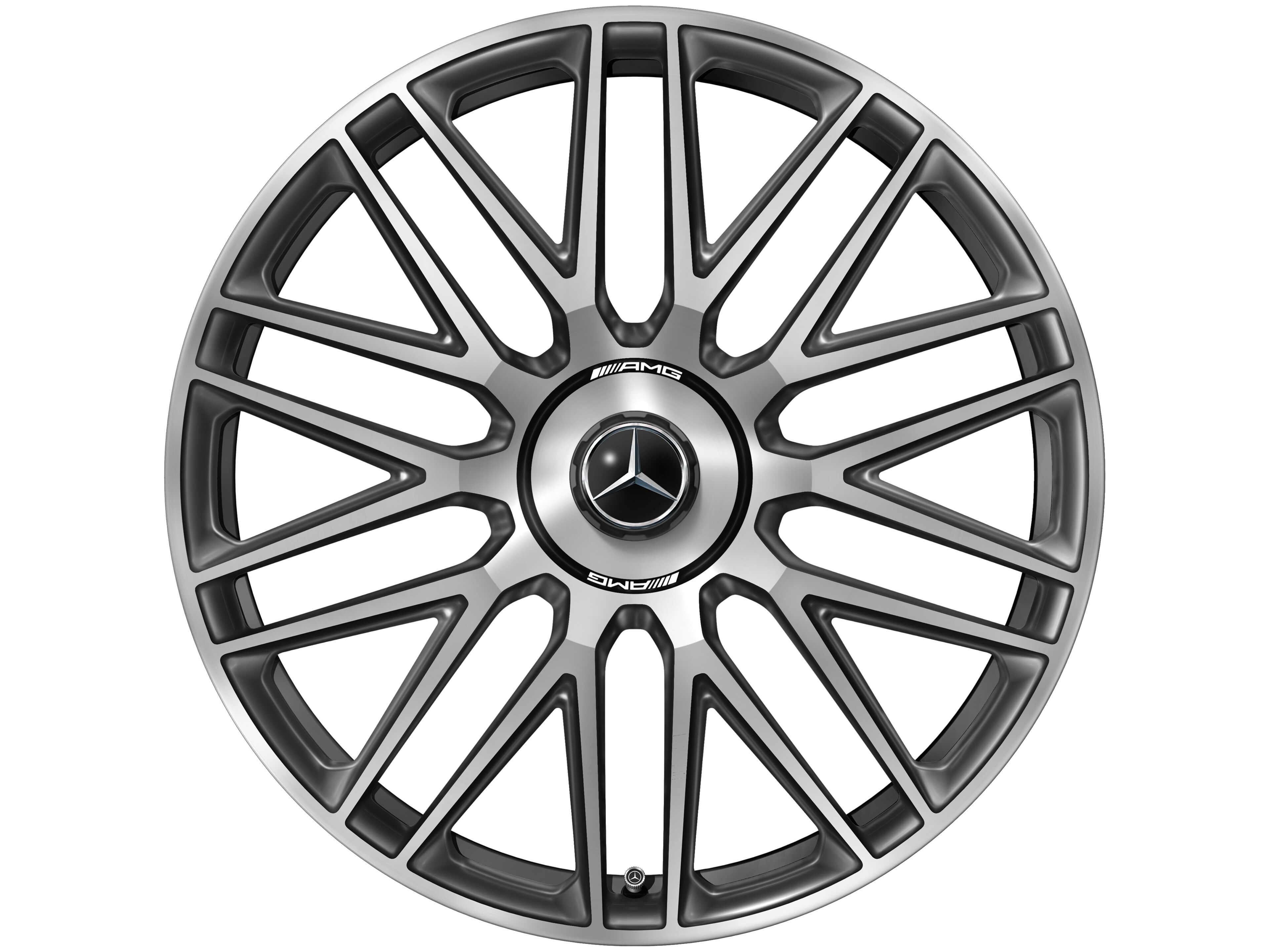 Kované kolo AMG v provedení s 10 paprsky, 53,3 cm (21 palců) - 9,5 J x 21 ET 33, černá / tmavě platinová lesklá