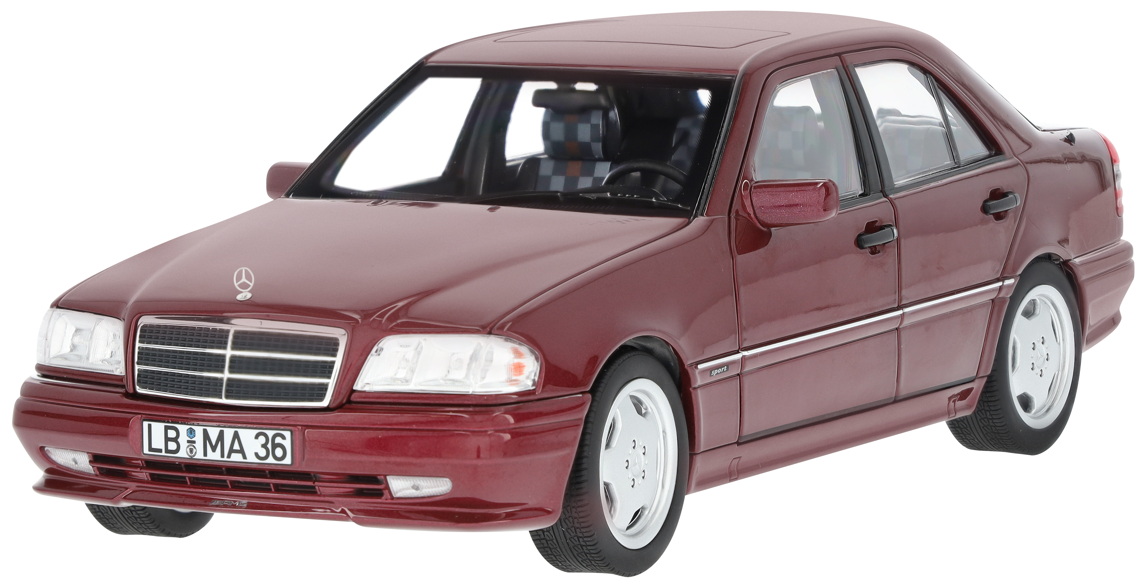C 36 AMG Sedan W 202 (1993-1997) - červená almandin, Norev, 1:18
