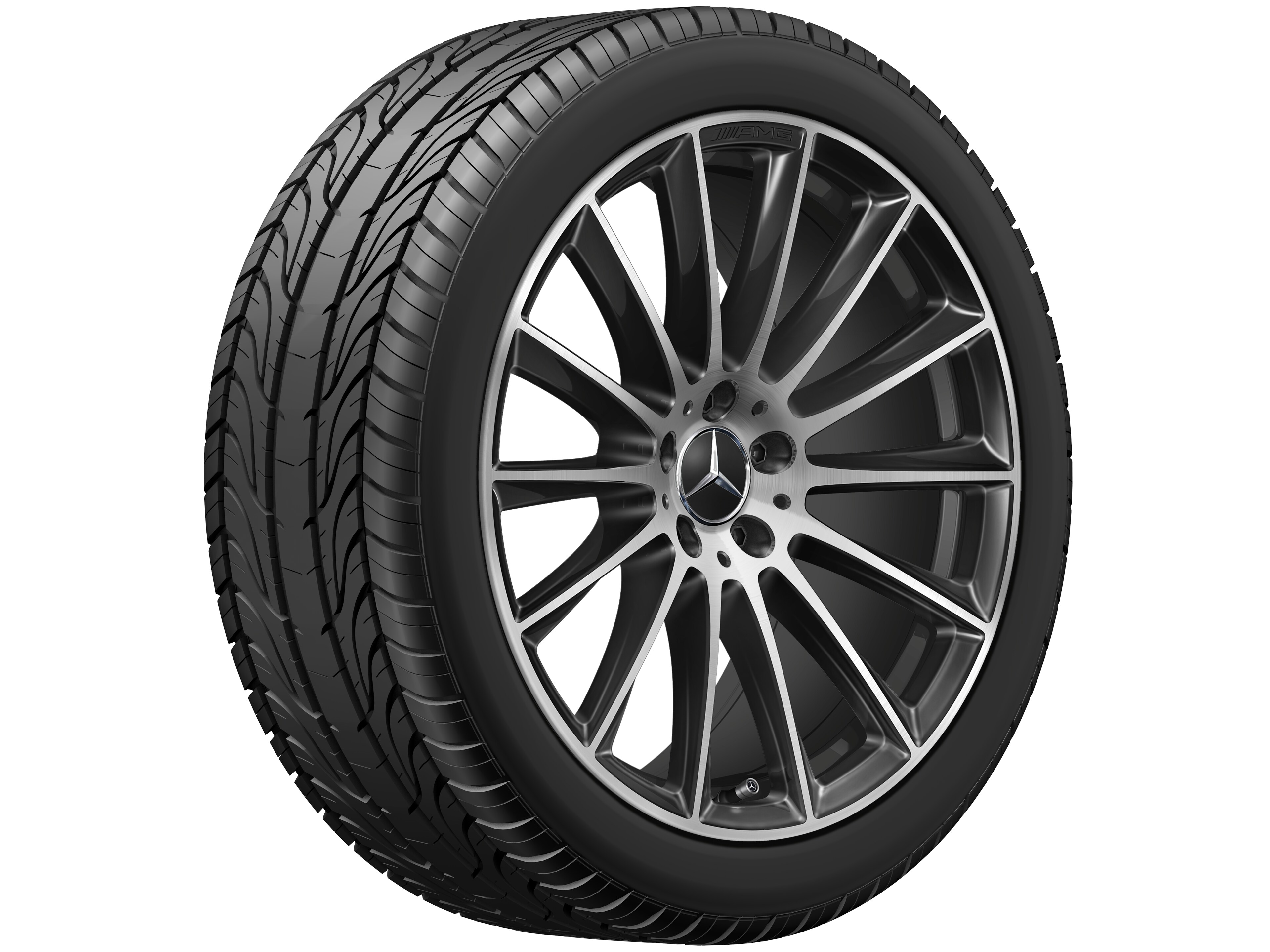 Vícepaprskové kolo AMG, 50,8 cm (20 palců) - 9 J x 20 ET 34, černá, soustružené do lesku