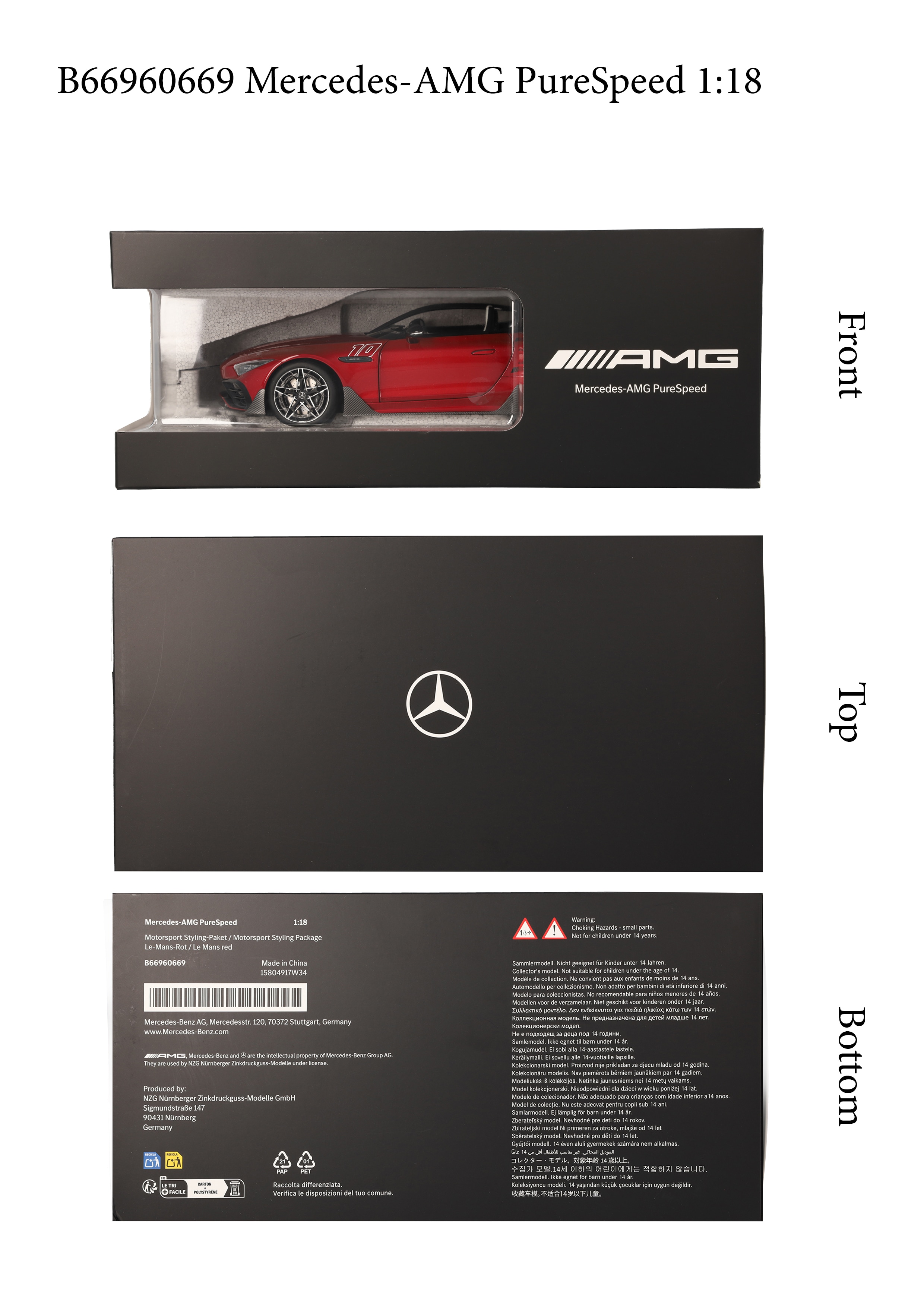 Mercedes-AMG PureSpeed, R232 - Le Mans červená, NZG, 1:18