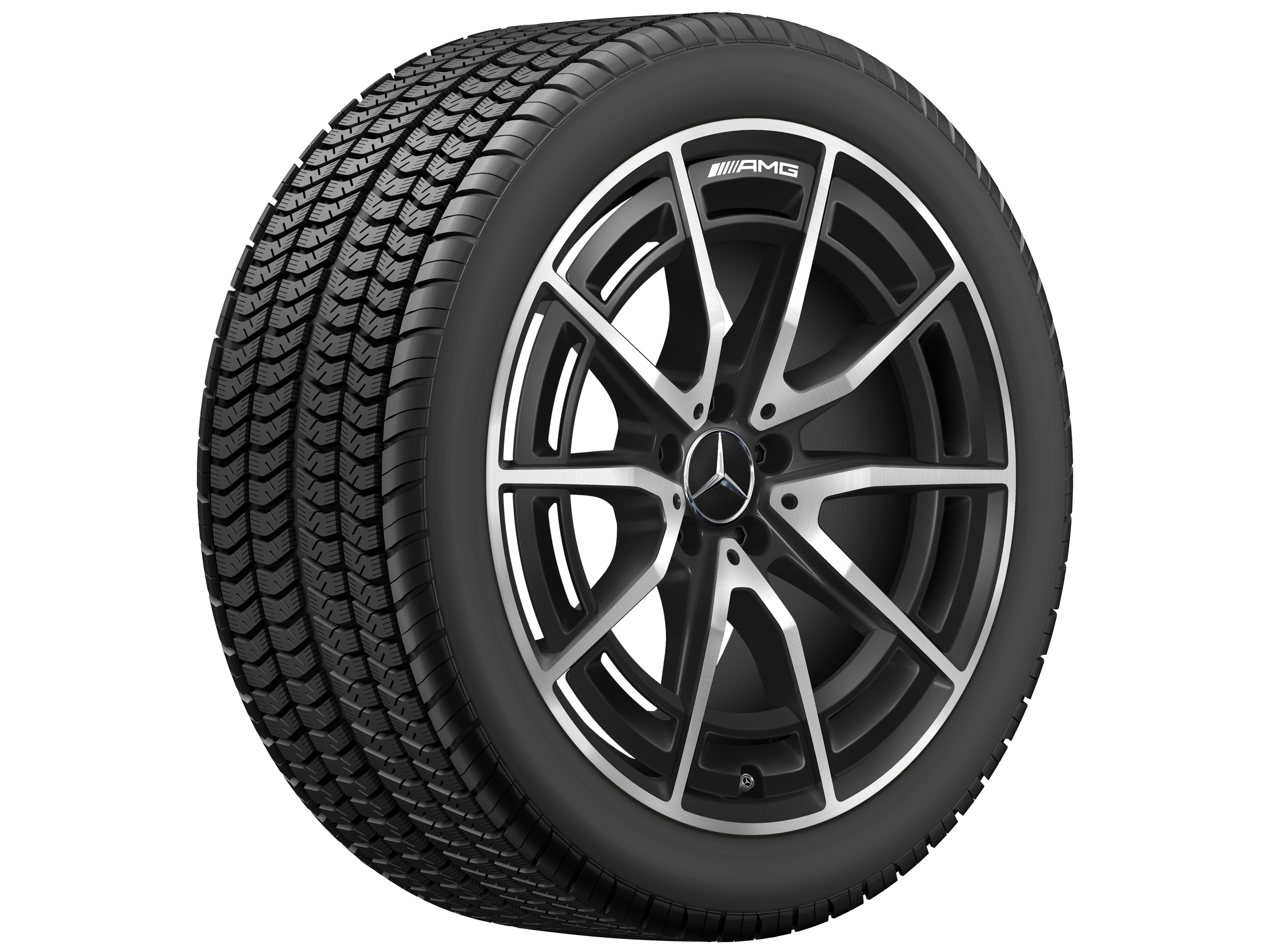 Kolo AMG s 10 paprsky, 50,8 cm (20 palců) - 11 J x 20 ET 63, černá matná, soustružené do lesku