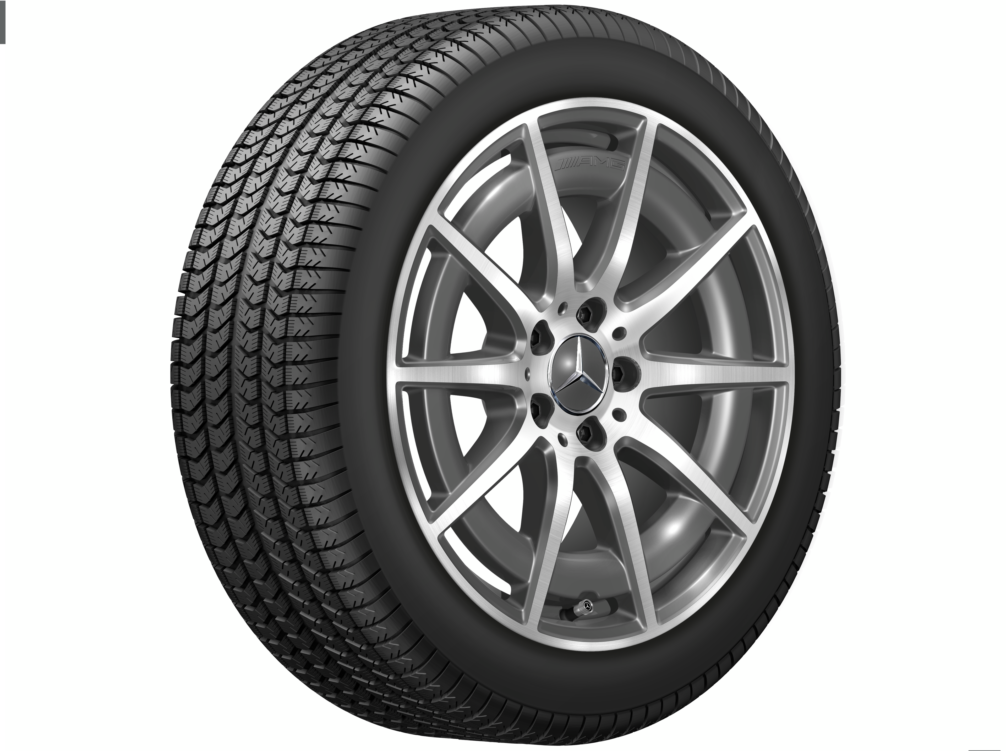 Kolo AMG s 10 paprsky, 45,7 cm (18 palce) - 8 J x 18 ET 43,1, šedá tantalum, soustružené do lesku