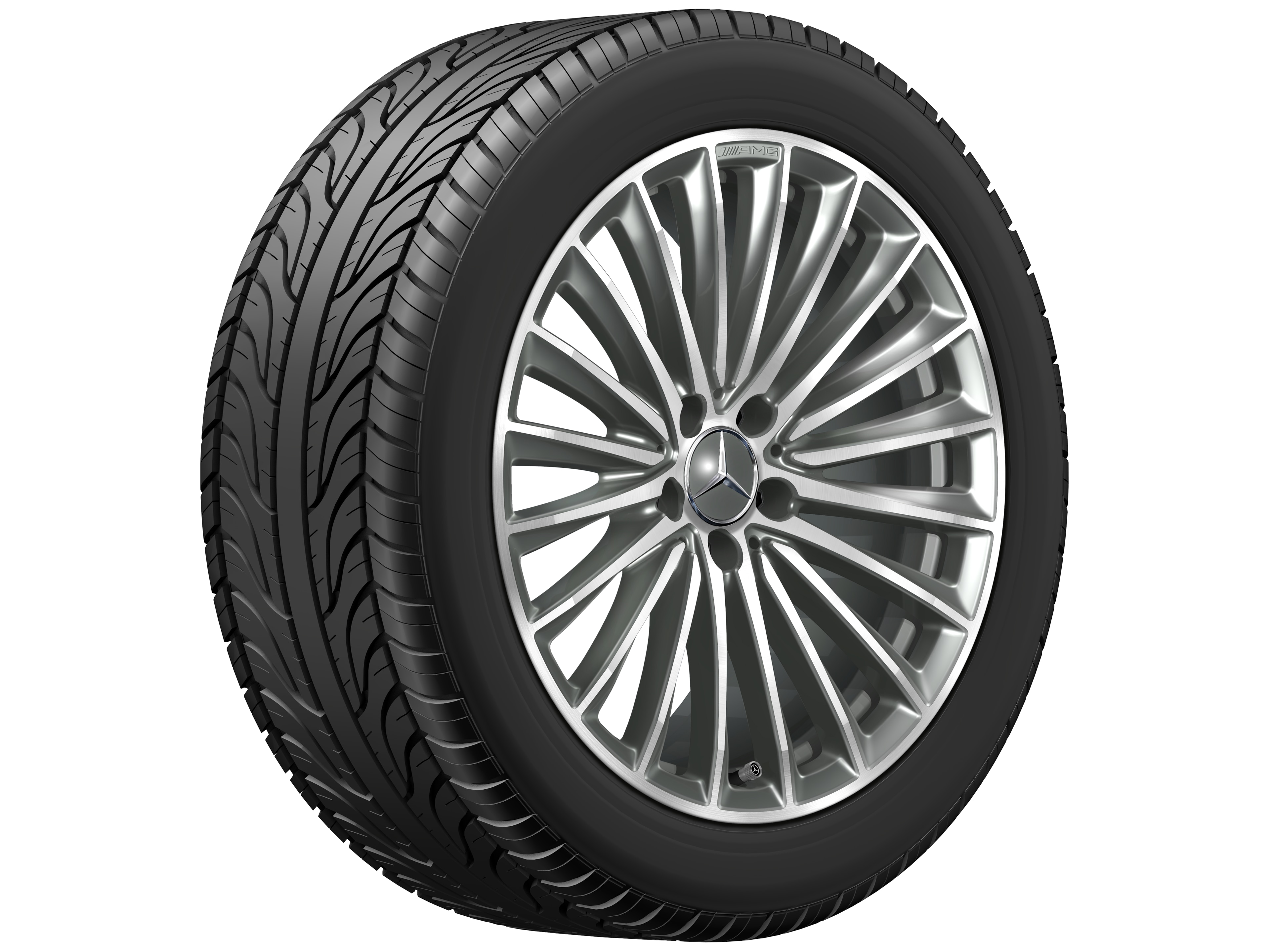 Vícepaprskové kolo AMG, 48,3 cm (19 palců) - 11 J x 19 ET 53,5, šedá titanium, soustružené do lesku
