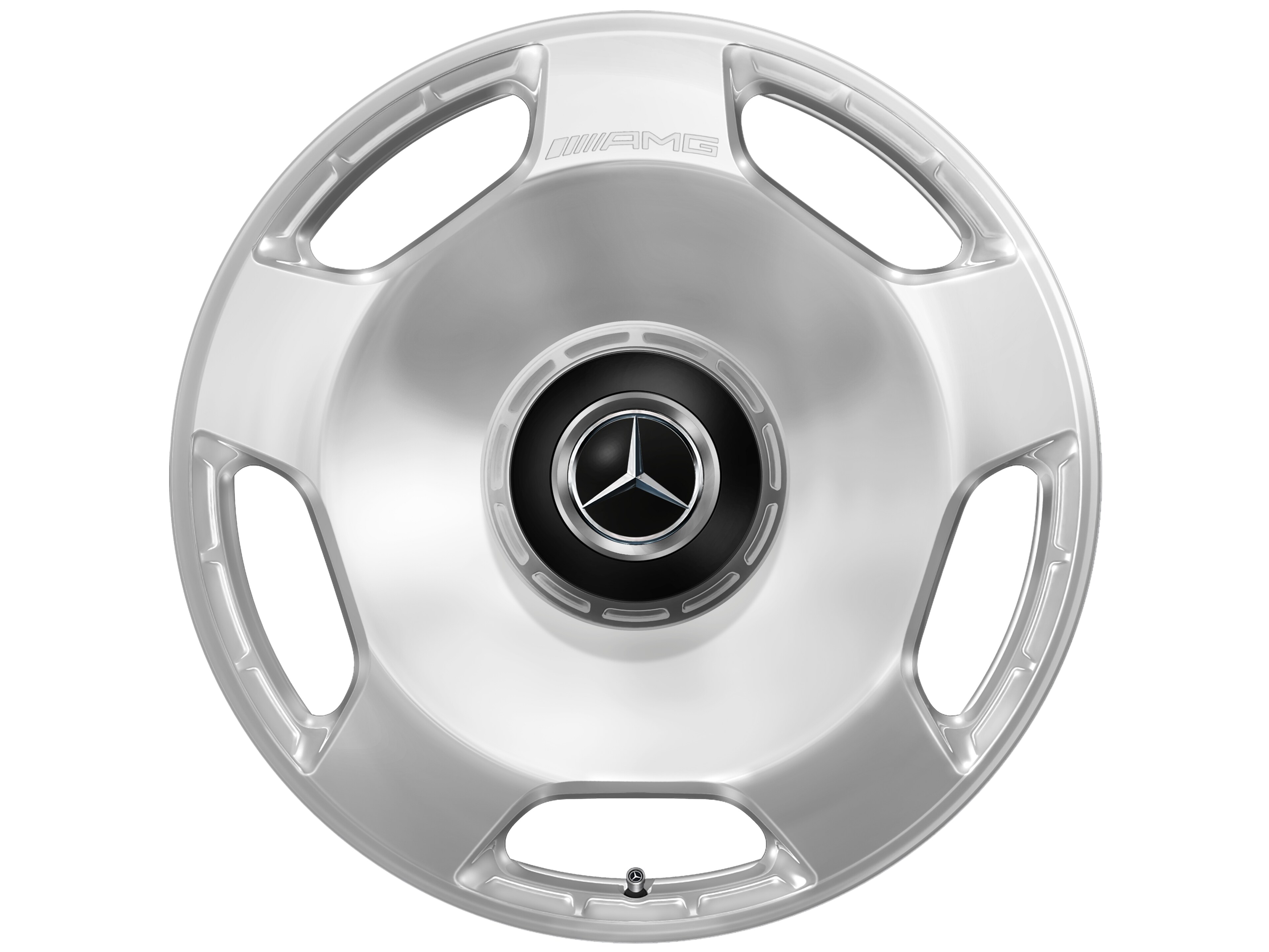 Kované kolo AMG v provedení s 5 otvory, 58,4 cm (23 palců) - 11,5 J x 23 ET 47, stříbrné barvy, vysoce leštěné
