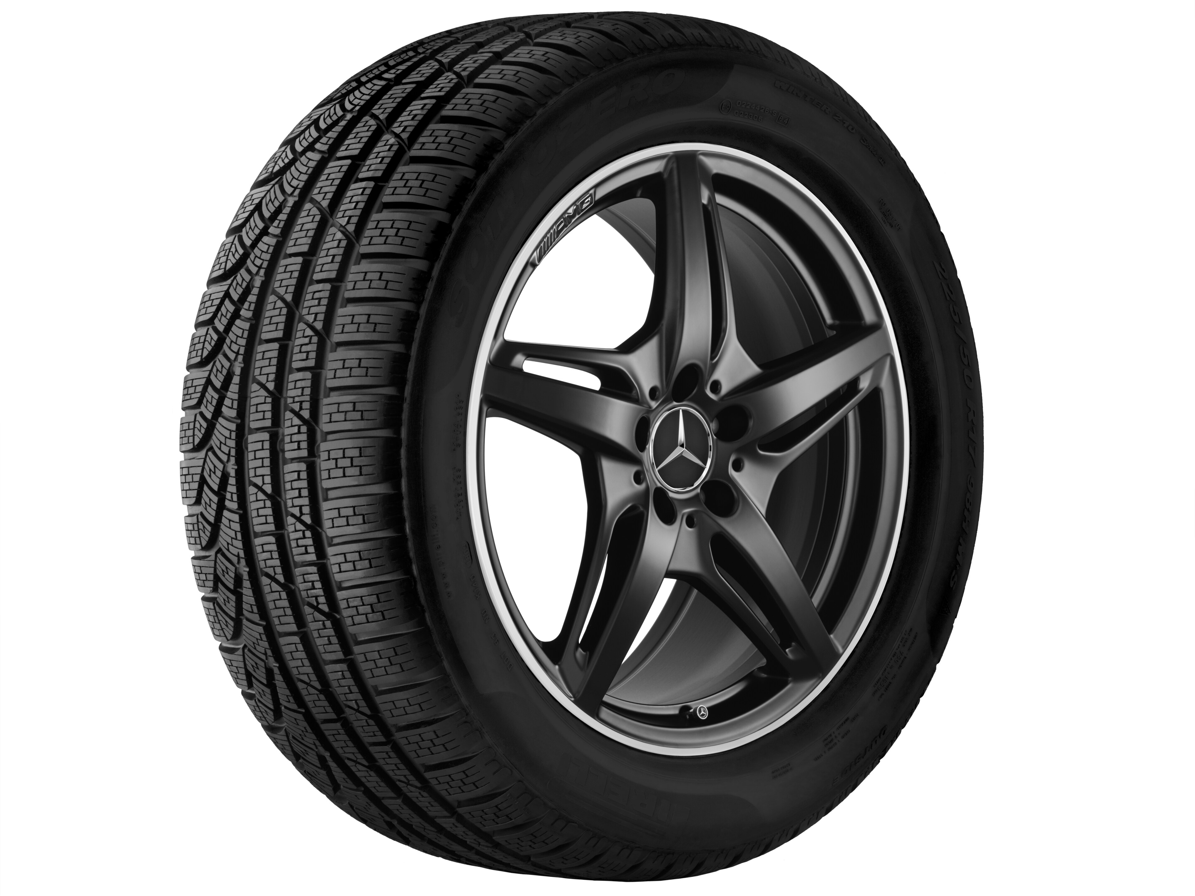 Kolo AMG s 5 paprsky, 50,8 cm (20 palců), Okraj ráfku leštěný - 11 J x 20 ET 68, černá matná