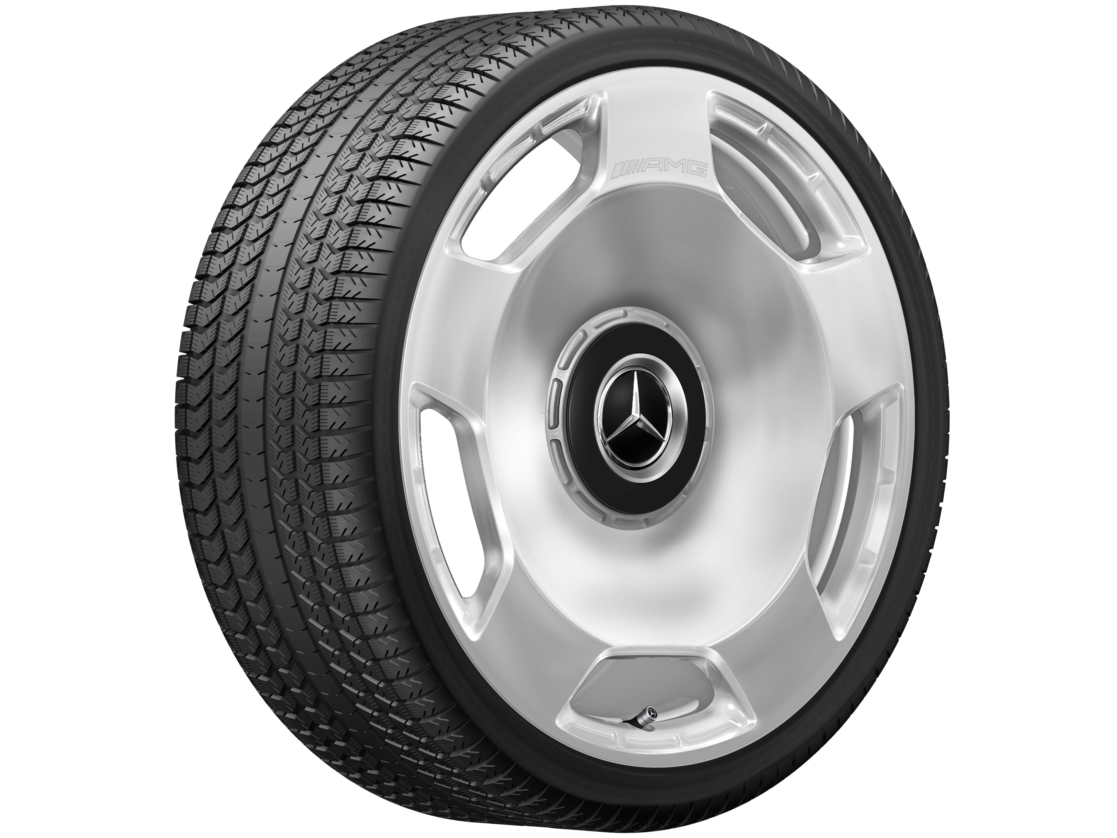 Kované kolo AMG v provedení s 5 otvory, 58,4 cm (23 palců) - 11,5 J x 23 ET 47, stříbrné barvy, vysoce leštěné