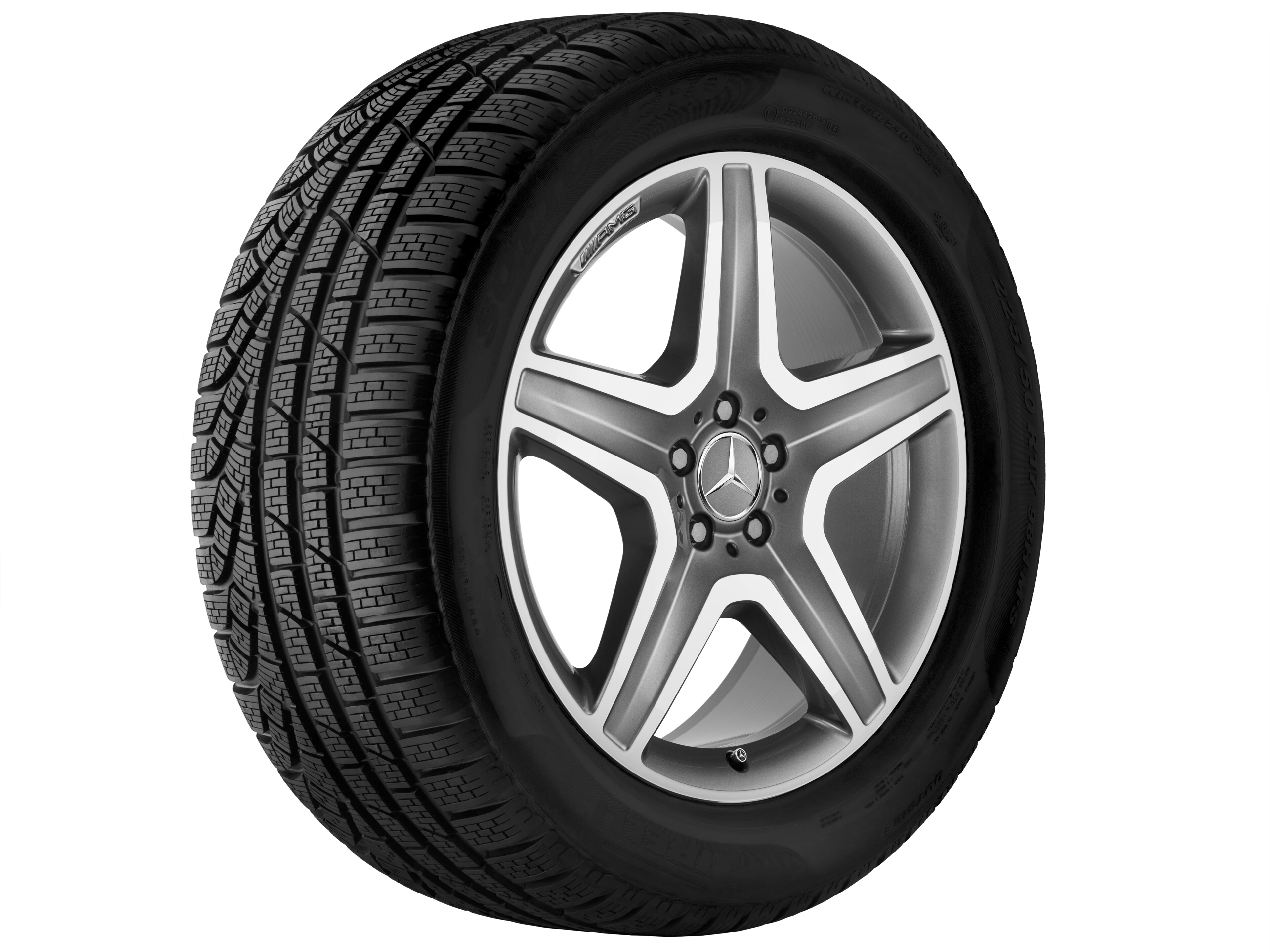 Kolo AMG s 5 paprsky, 50,8 cm (20 palců) - 9 J x 20 ET 57, šedá titanium, soustružené do lesku