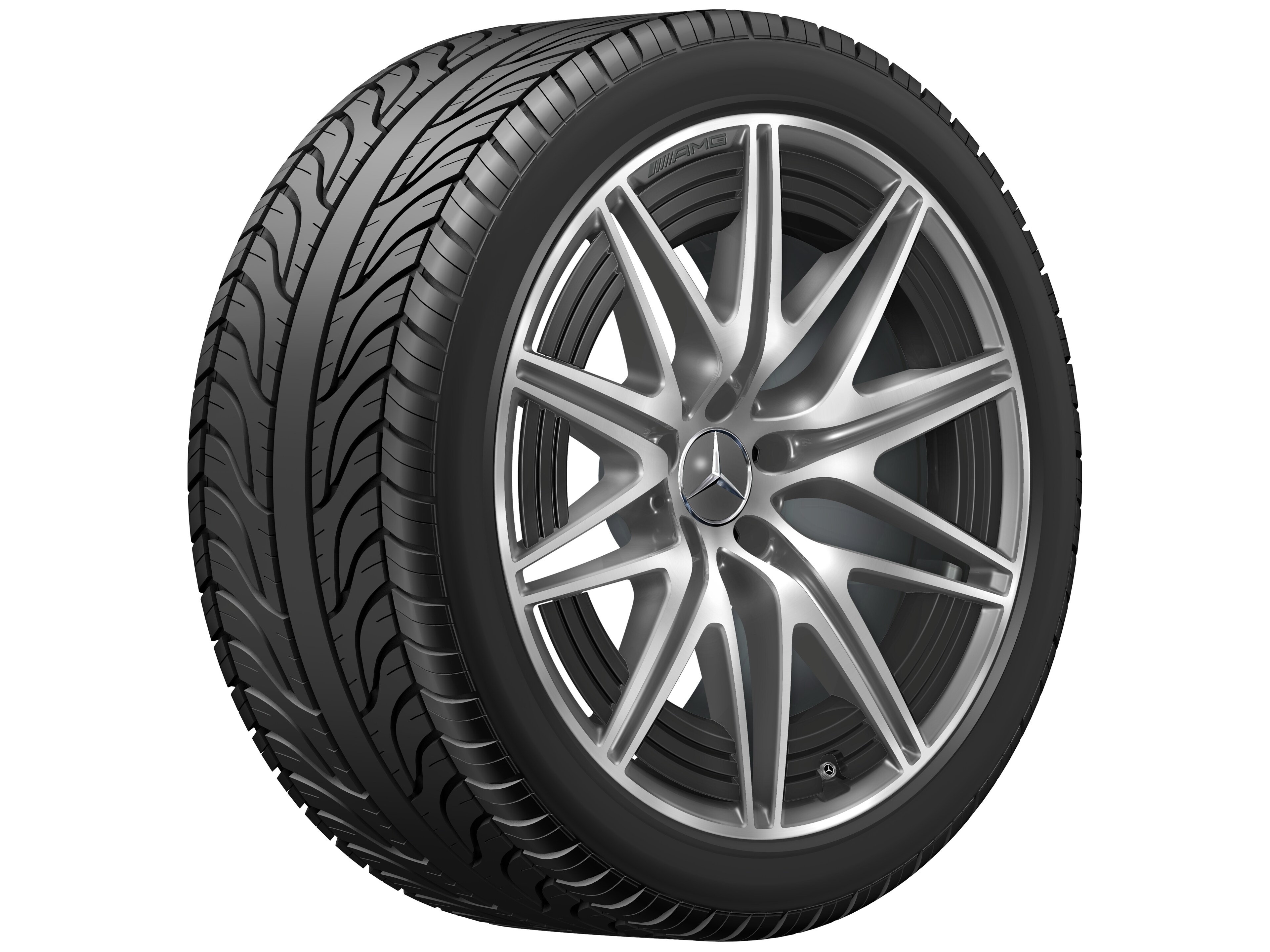 Kolo AMG s 10 paprsky, 50,8 cm (20 palců) - 10,5 J x 20 ET 42, šedá tantalum, soustružené do lesku