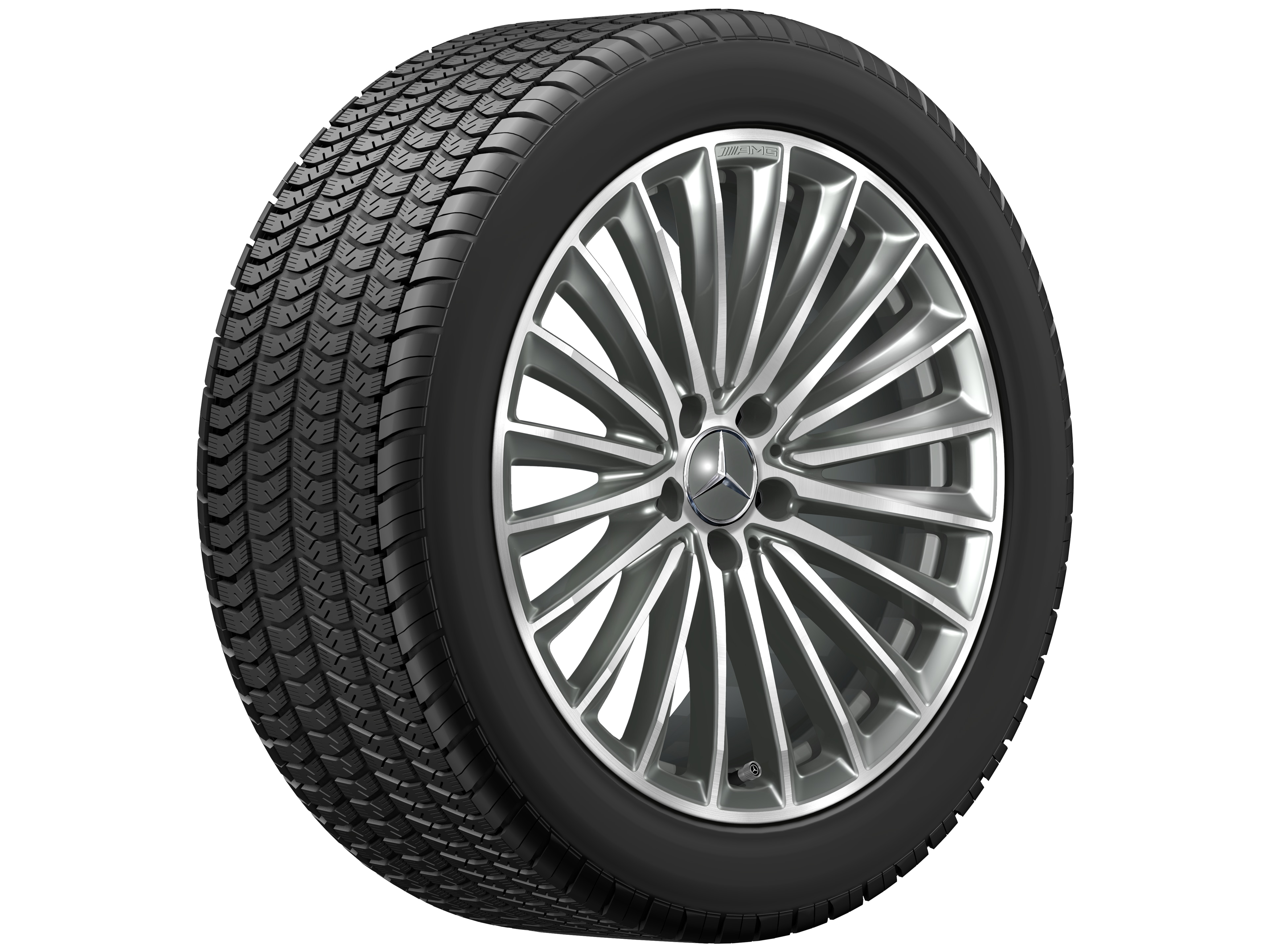 Vícepaprskové kolo AMG, 48,3 cm (19 palců) - 11 J x 19 ET 53,5, šedá titanium, soustružené do lesku