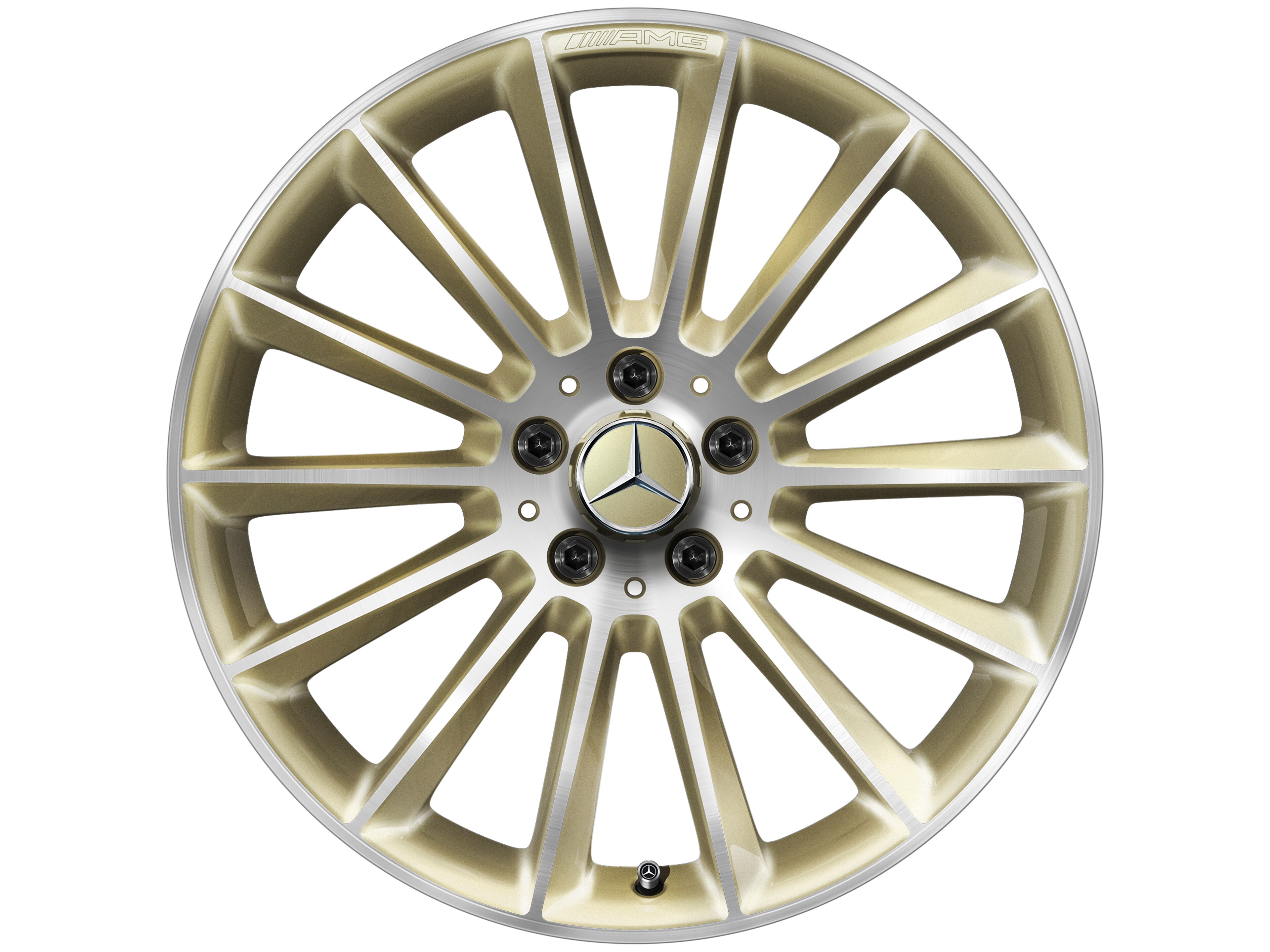 Vícepaprskové kolo AMG, 48,3 cm (19 palců) - 8 J x 19 ET 40, zlaté barvy, soustružené do lesku