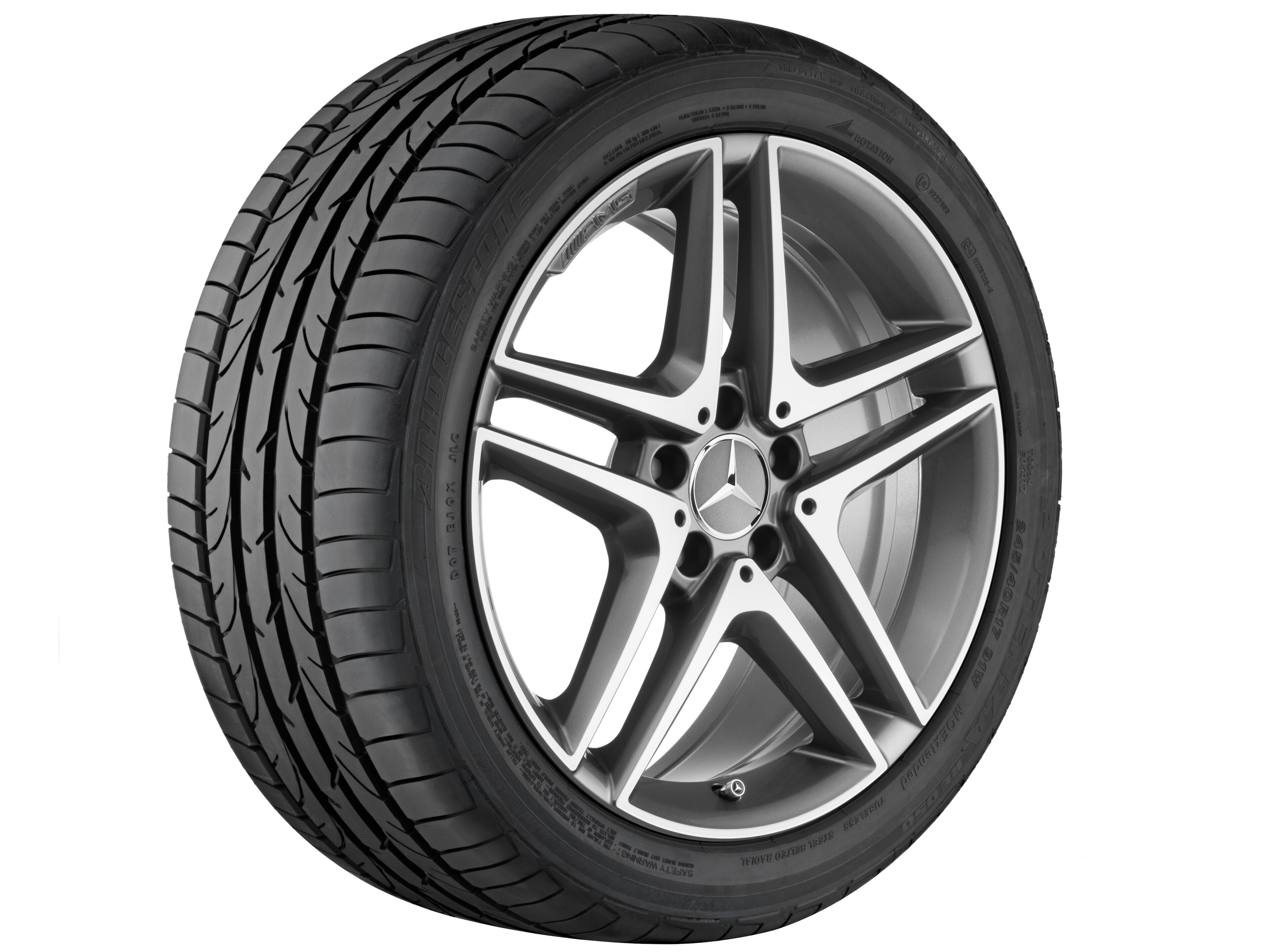 Kolo AMG s 5 dvojitými paprsky, 45,7 cm (18 palce) - 8 J x 18 ET 48, šedá titanium, soustružené do lesku