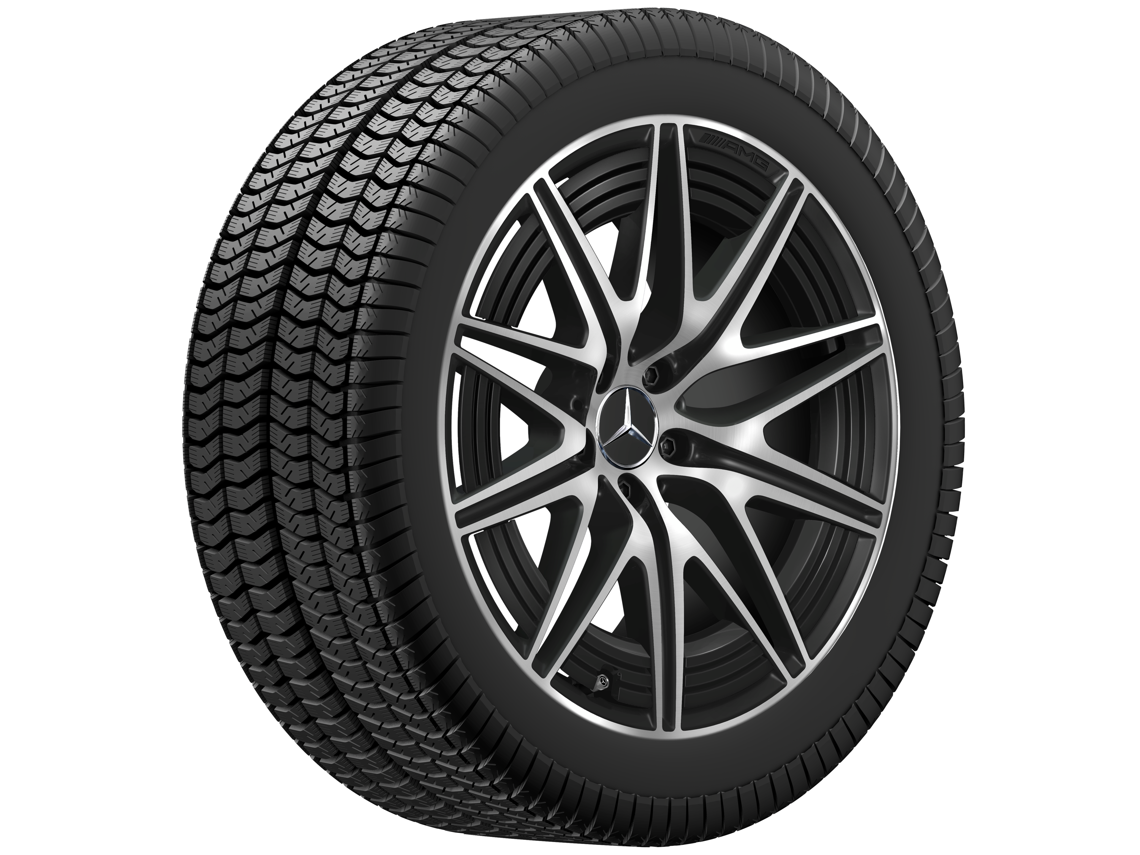Kolo AMG s 10 paprsky, 50,8 cm (20 palců) - 9,5 J x 20 ET 32,1, černá matná, soustružené do lesku
