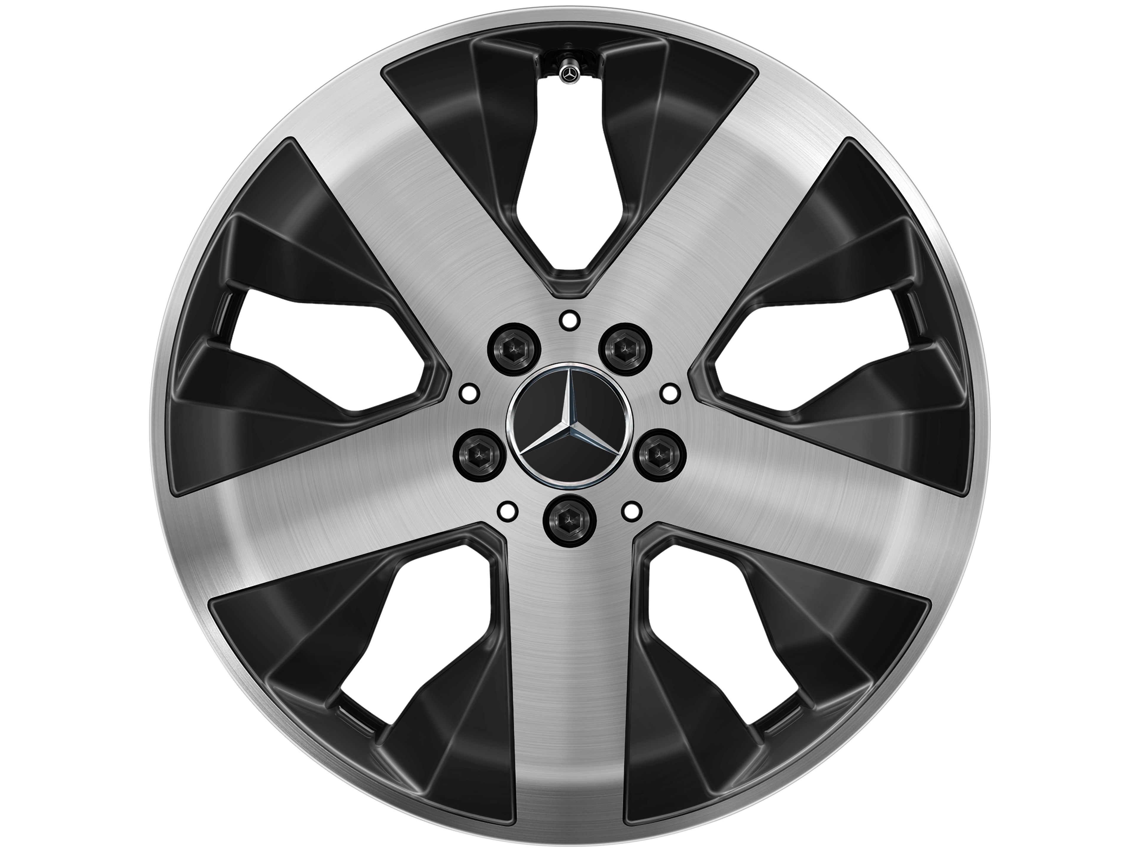 Kolo s 5 paprsky, 45,7 cm (18 palce) - 7,5 J x 18 ET 53, černá, soustružené do lesku