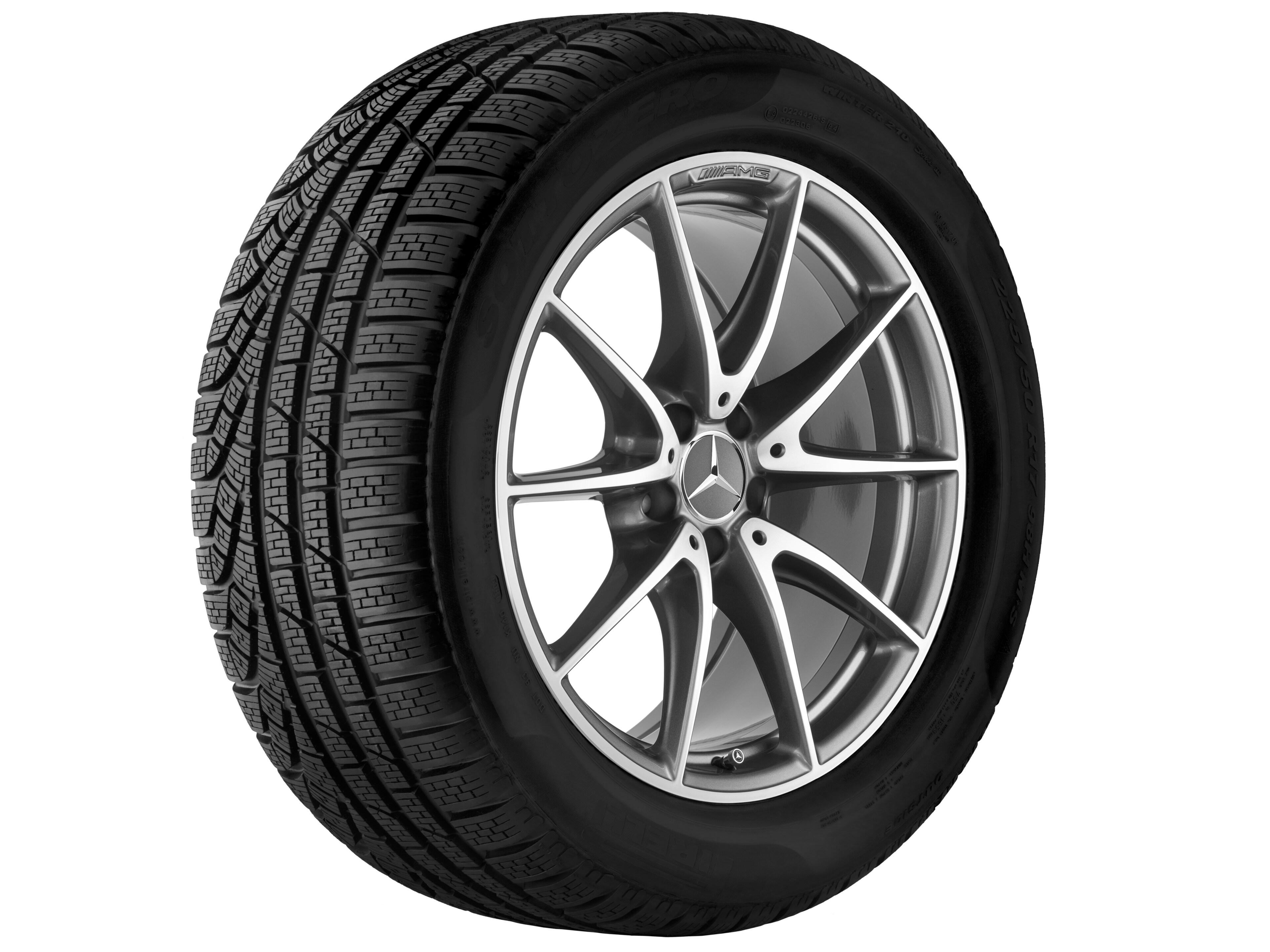 Kolo AMG s 10 paprsky, 48,3 cm (19 palců) - 10 J x 19 ET 55, šedá titanium, soustružené do lesku