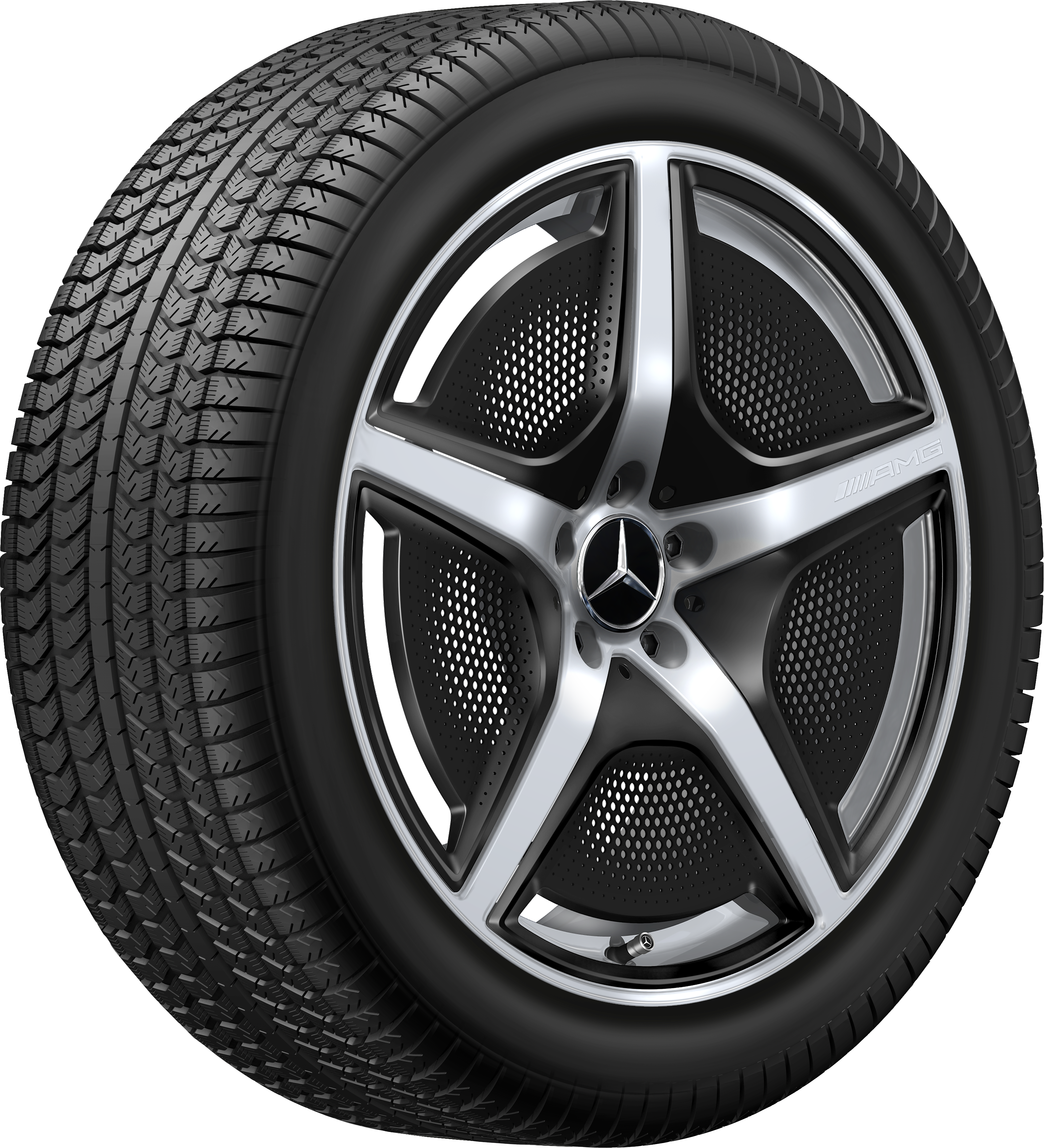 Kolo AMG s 5 paprsky, 50,8 cm (20 palců) - 10 J x 20 ET 66, stříbrná vanadium, vysoce lesklé
