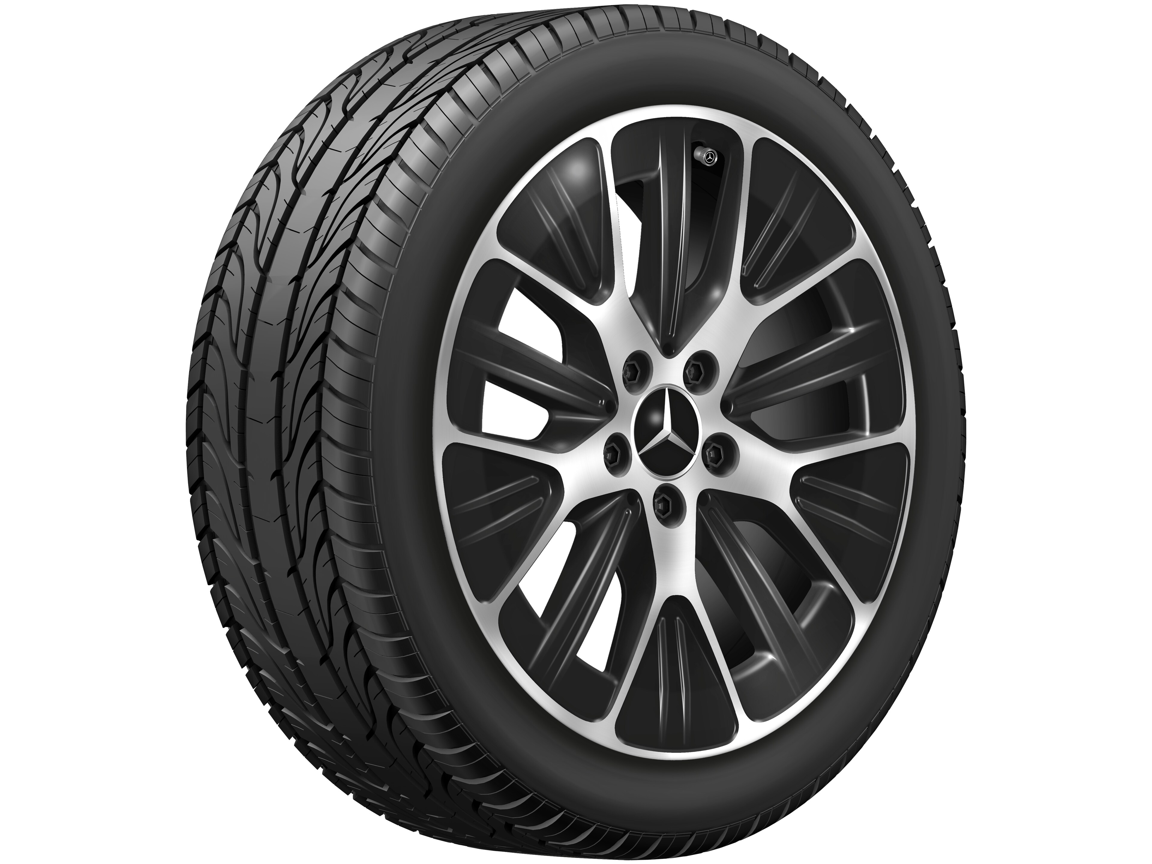 Kolo s paprsky tvaru Y, Aero, 45,7 cm (18 palce) - 7,5 J x 18 ET 48,4, černá, soustružené do lesku