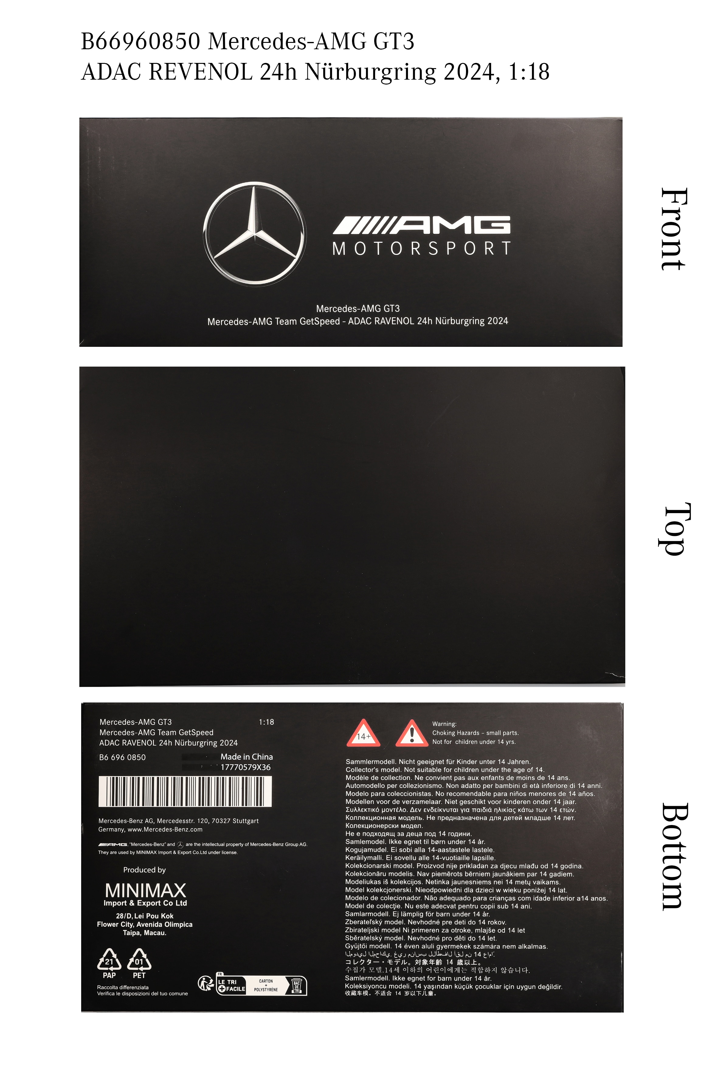 Mercedes-AMG GT3, ADAC RAVENOL 24h Nürburgring 2024, C190 - zelená světlá magno, Minimax, 1:18
