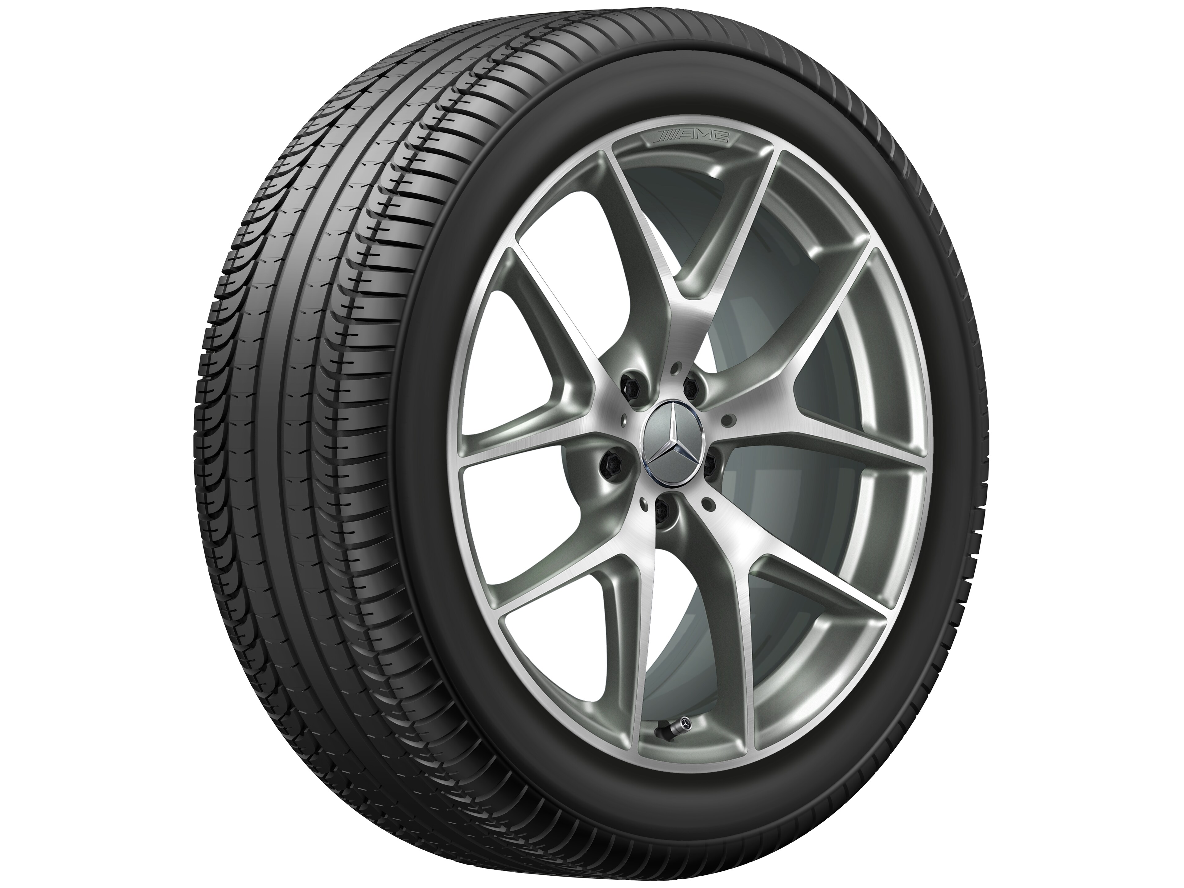 Kolo AMG se zkříženými paprsky, 50,8 cm (20 palců) - 8,5 J x 20 ET 40, šedá titanium, soustružené do lesku